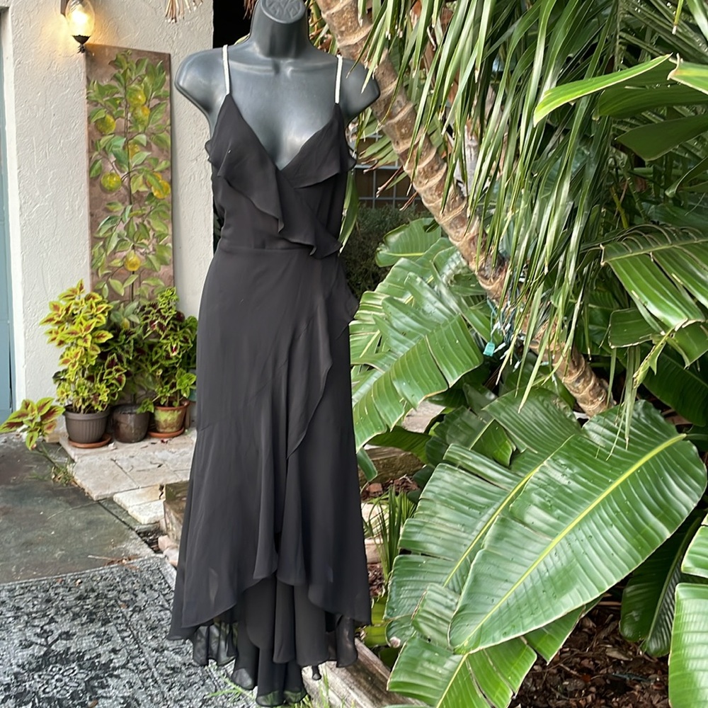 Express crystal strap asymmetric slipdress